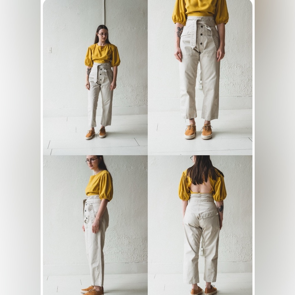 High-Waist Wide Leg Pants in Natural Beige